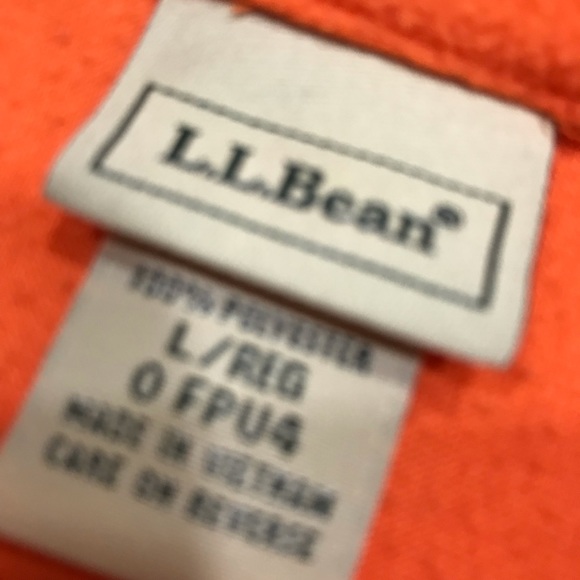 L.L. Bean Orange Fleece Front Zip Pullover Jacket - Picture 7 of 8